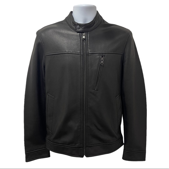 BANANA REPUBLIC Black Moto Leather Jacket Small $600